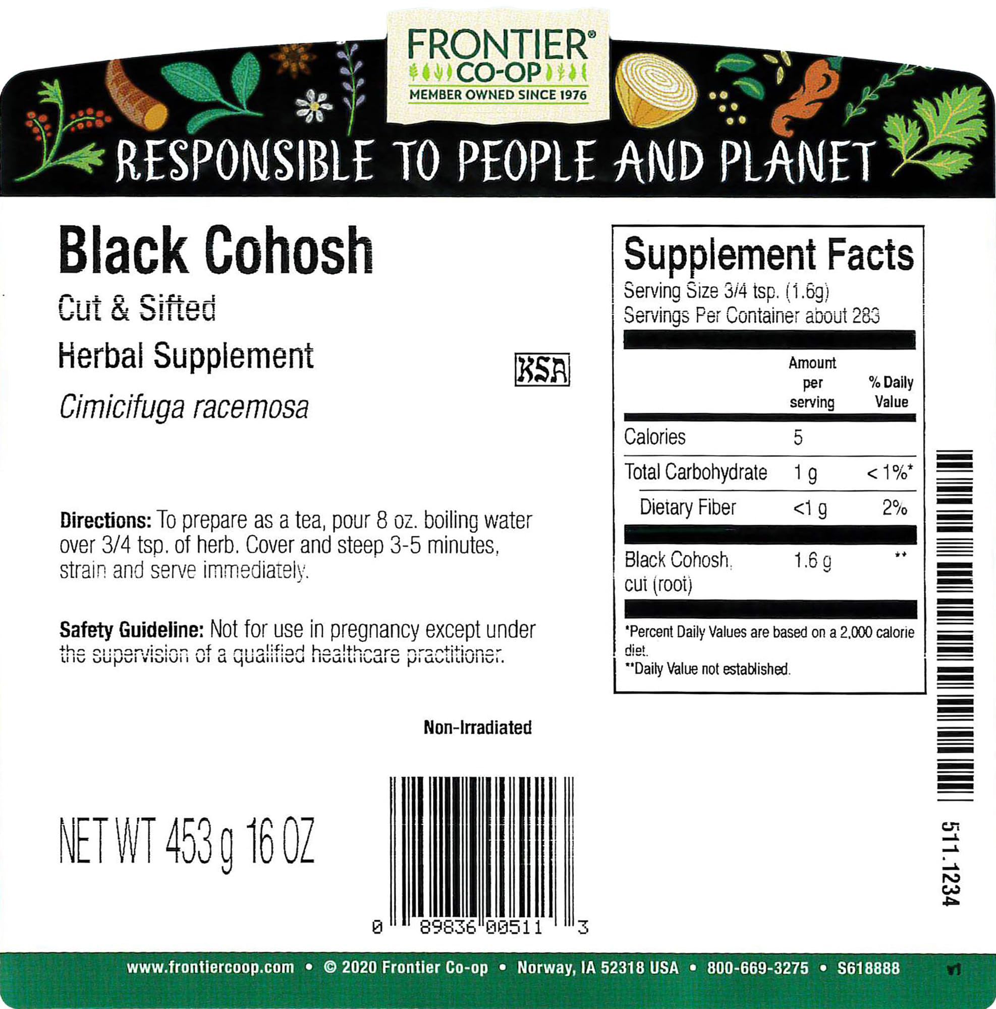 Close-up of cut and sifted black cohosh root texture from Frontier Co-op.