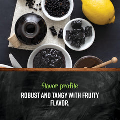 Elderberries tea ingredient from Frontier Co-op, adds aroma to brews.
