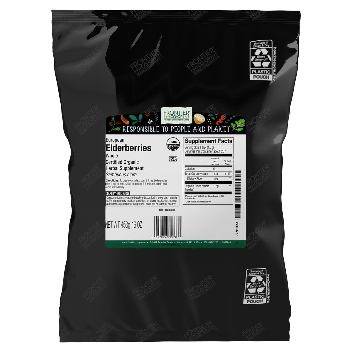 Frontier Co-op European whole elderberries for tea and immune-support infusions.