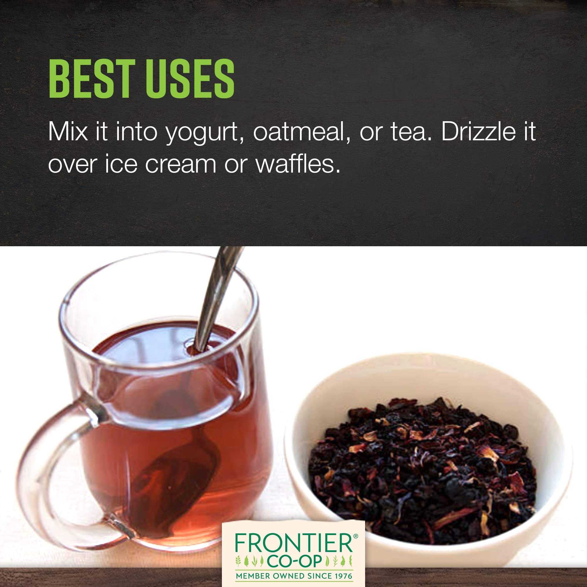 Frontier Co-op Elderberry Syrup Preparation—simmer with water and honey for drizzle.