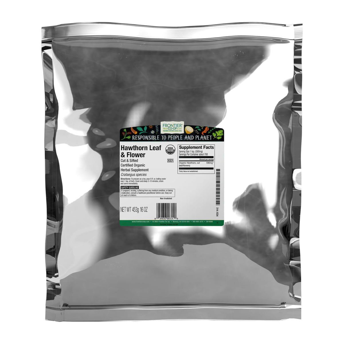 Frontier Co-op hawthorn leaf bulk for home brewing and cafe use, versatile and aromatic.