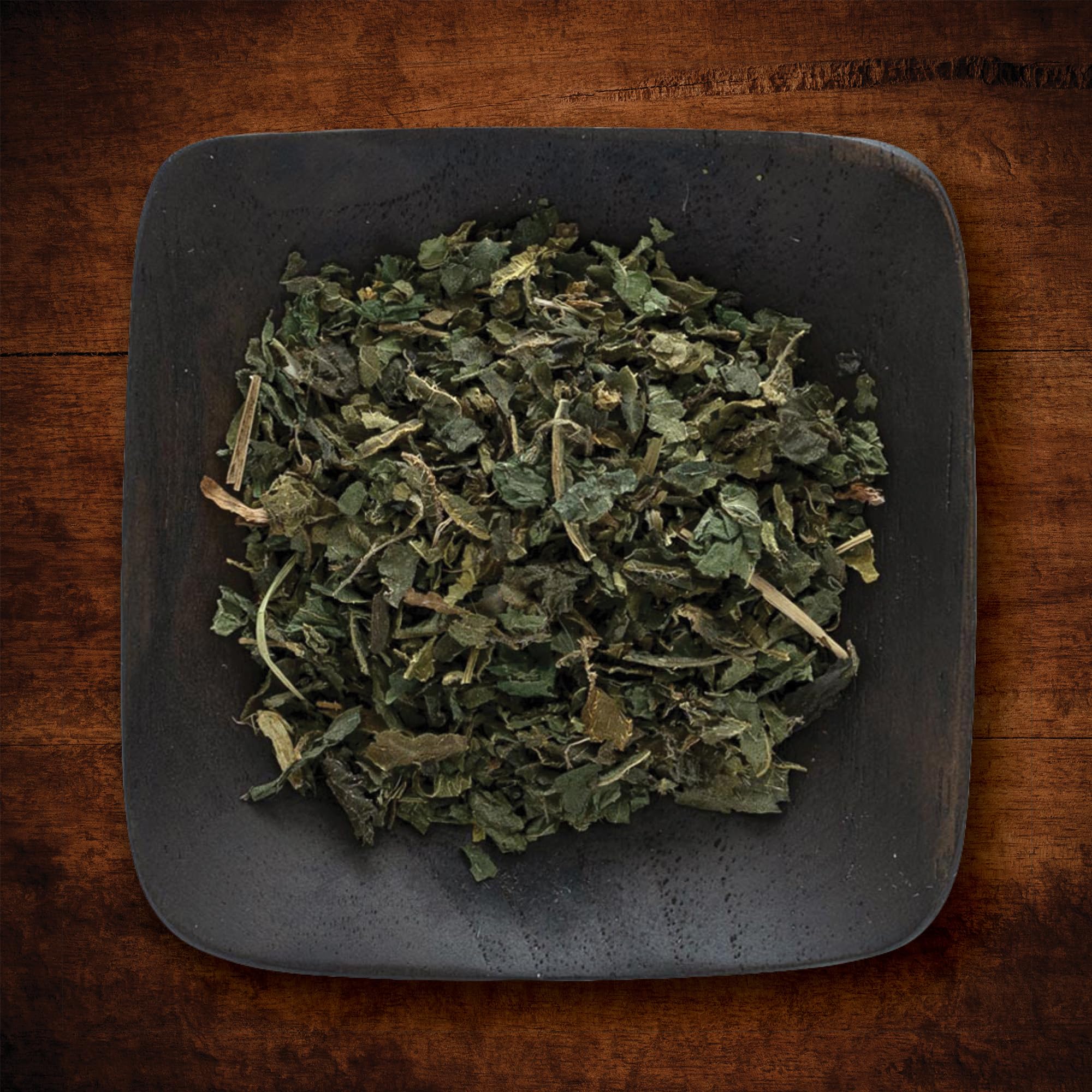 Frontier Co-op nettle leaf in a kitchen scene, great for soups and smoothies.