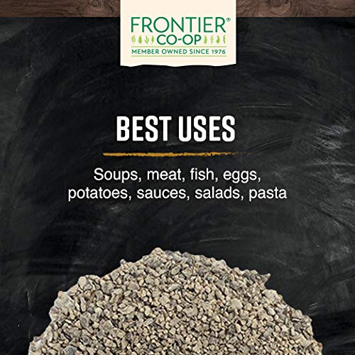 Frontier Co-op Organic Black Pepper coarse grind grinder on display for fresh grind