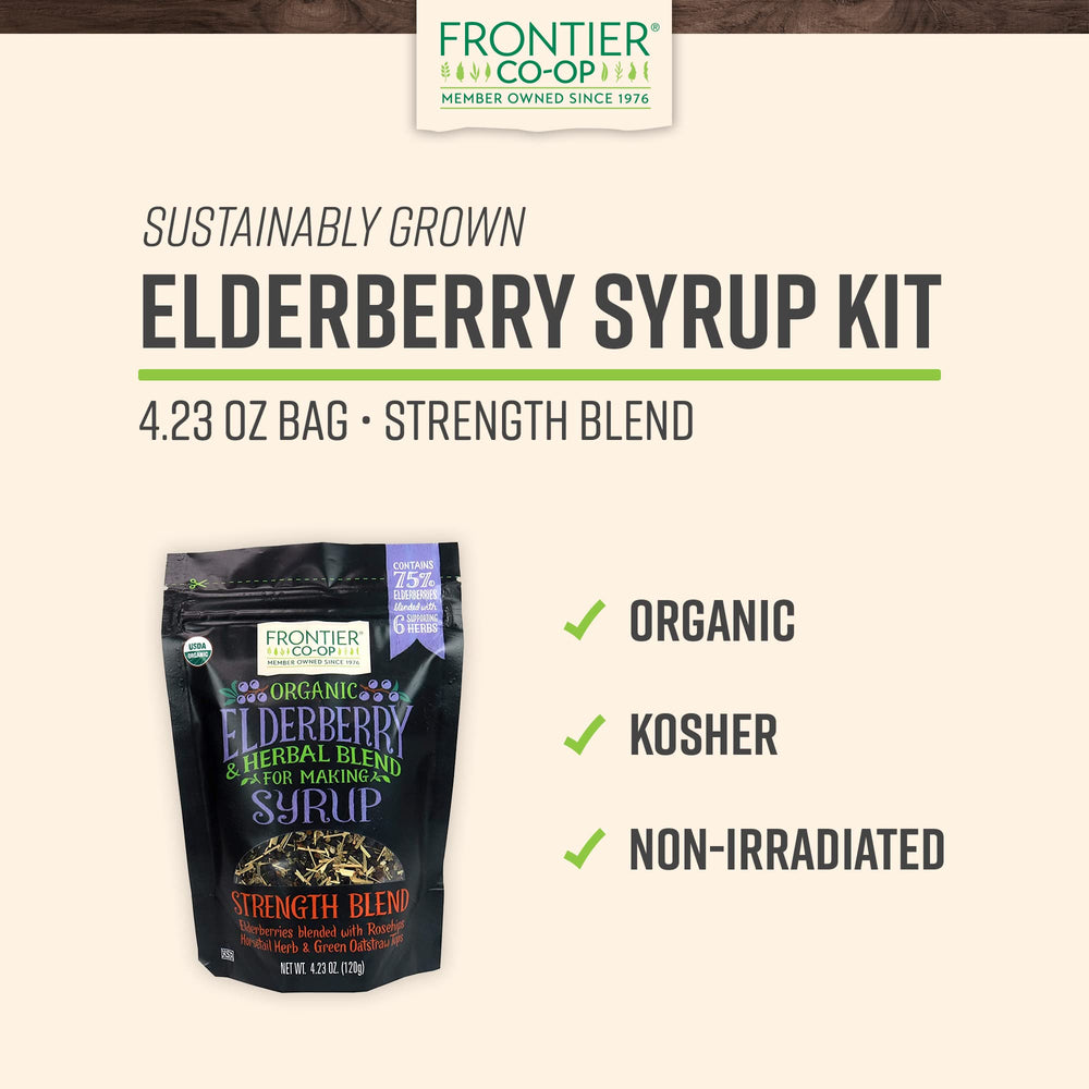 Frontier Co-op Organic Elderberry closeup showing rich color for flavorful blends.