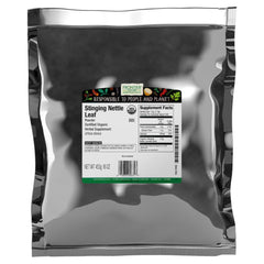 Frontier Co-op nettle powder packaging for versatile teas and cooking.