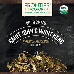 Frontier Co-op Saint John's Wort herb image highlighting tea infusion readiness.