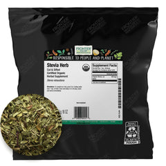 Frontier Co-op Stevia herb green bulk 1lb bag, ideal for natural sweetness in beverages.
