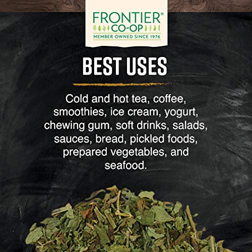 Frontier Co-op Stevia herb green dried leaf close-up for herbal kitchen use.