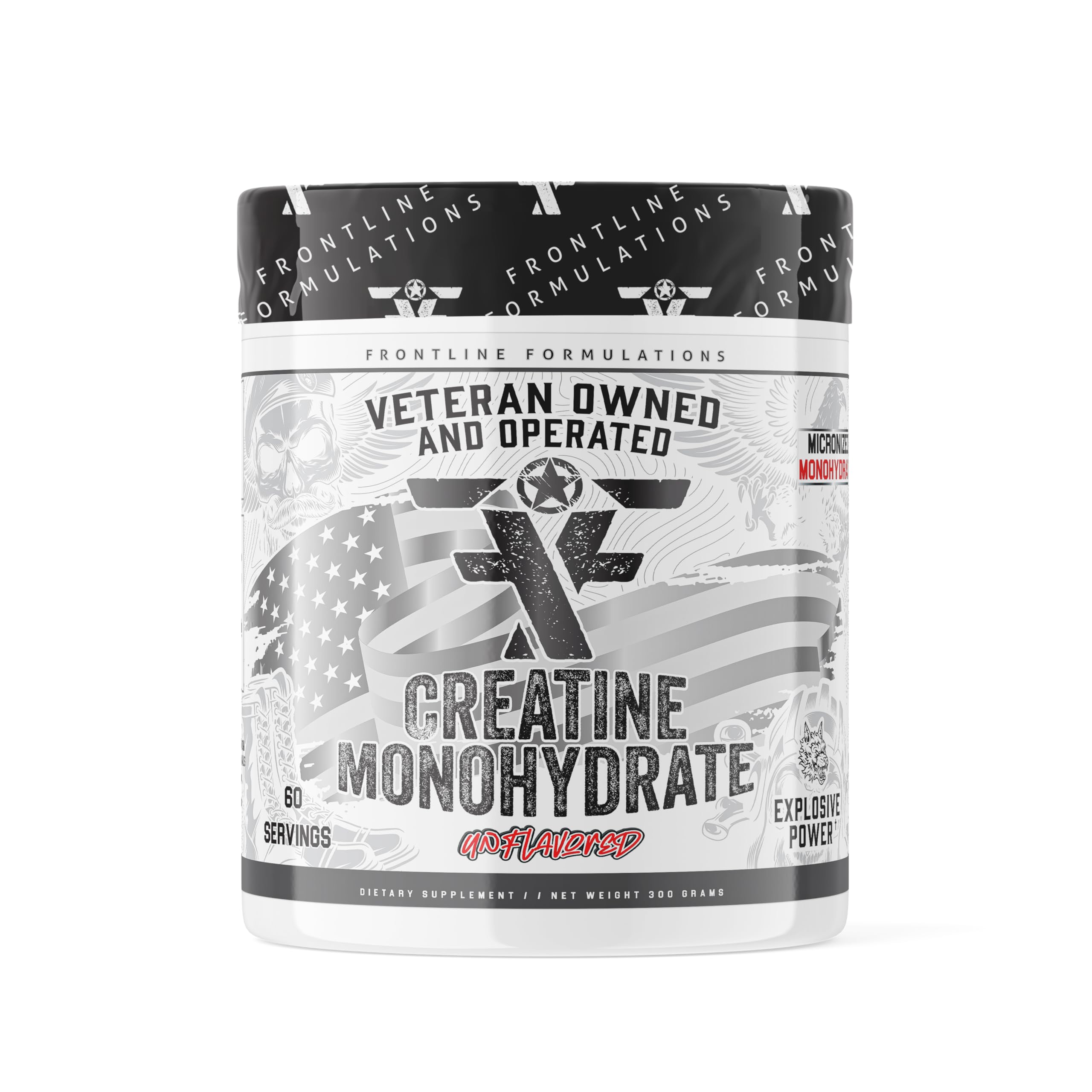 Frontline Formulations Creatine Monohydrate unflavored container supports lean muscle after training