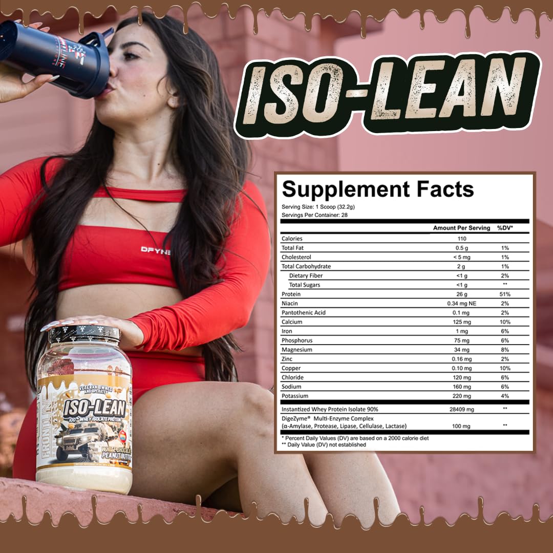 Frontline Formulations Isolean chocolate flavor powder in scoop