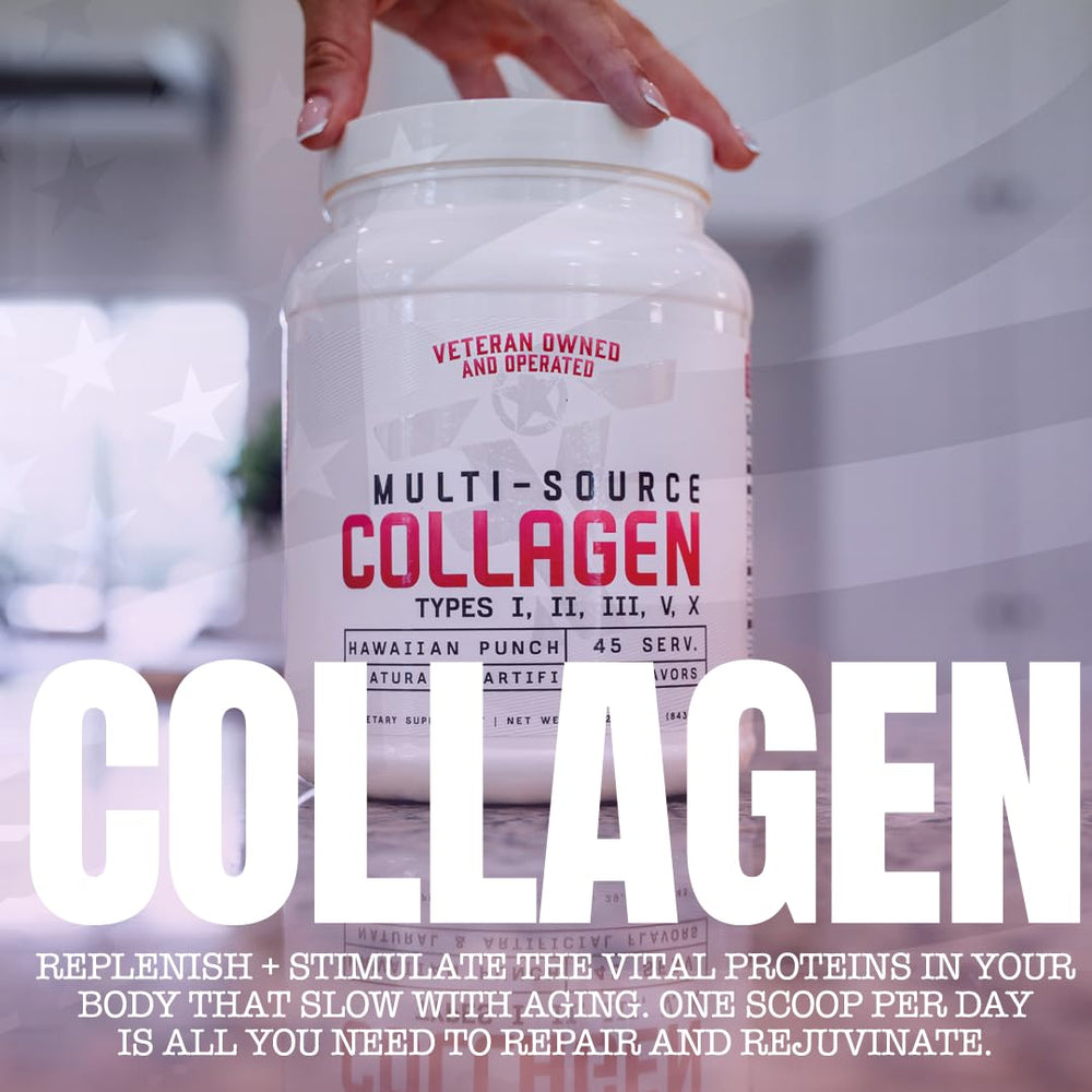 Frontline Formulations collagen powder scoop ready for mixing into beverages.