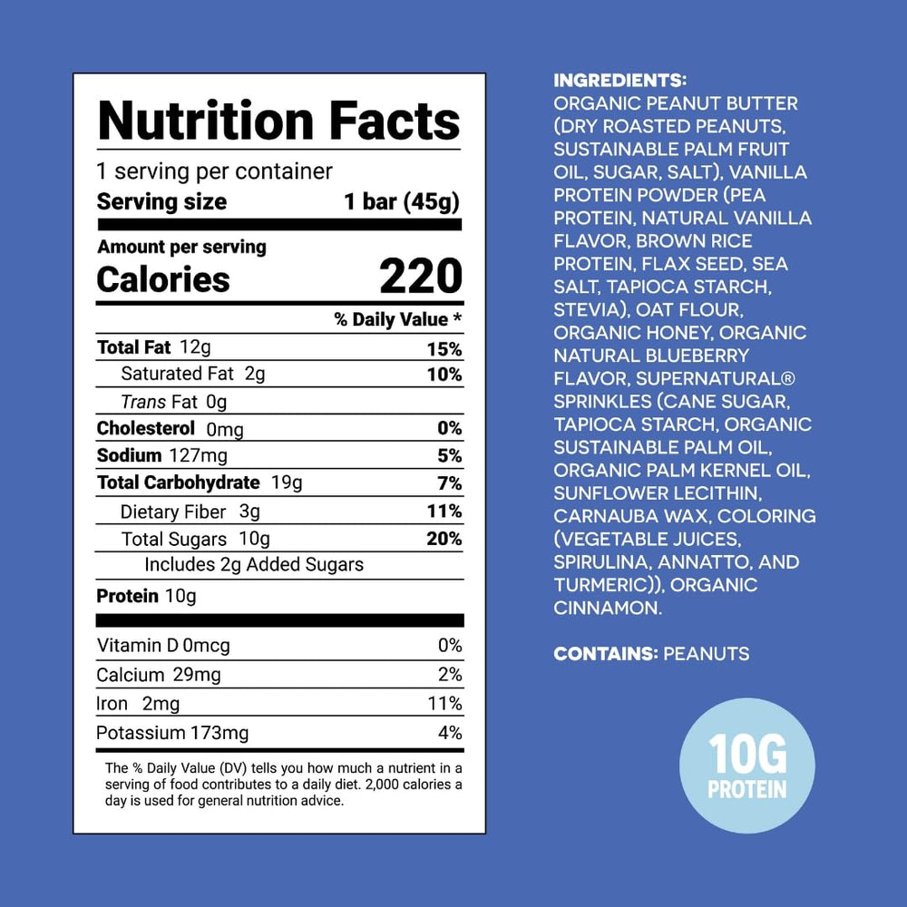 FRO PRO Blueberry Dream bar ingredients in clear view