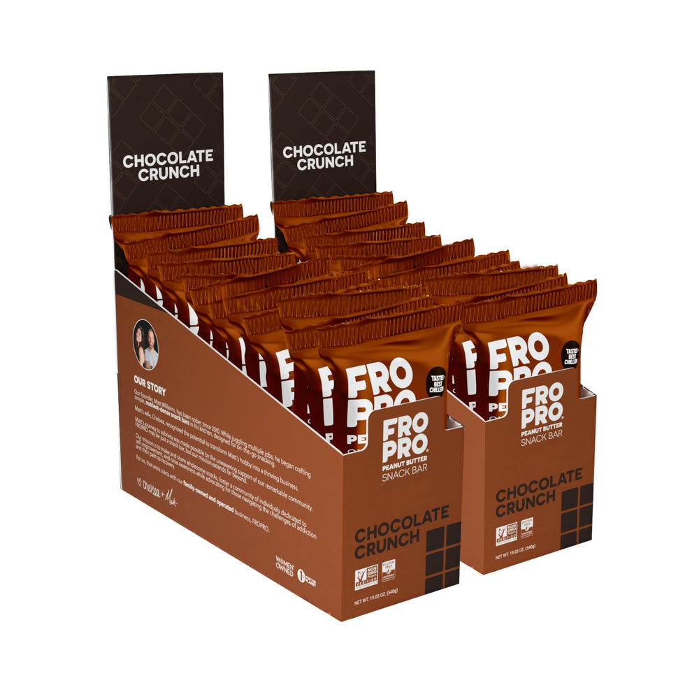 FRO PRO Chocolate Crunch bar pack, on-the-go protein snack for busy days