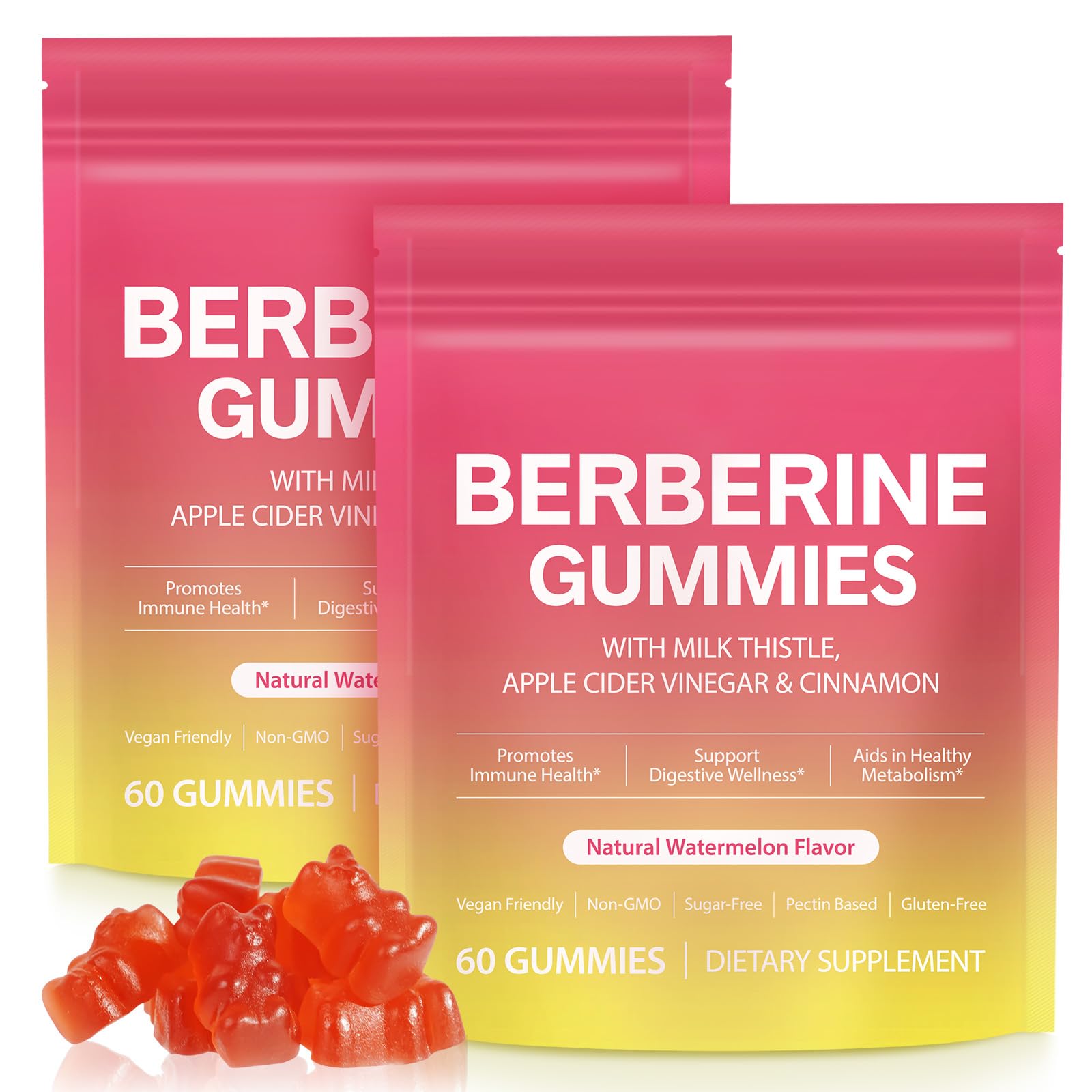 Frovetani Berberine Gummies bottle with watermelon flavor for daily immune and gut support.