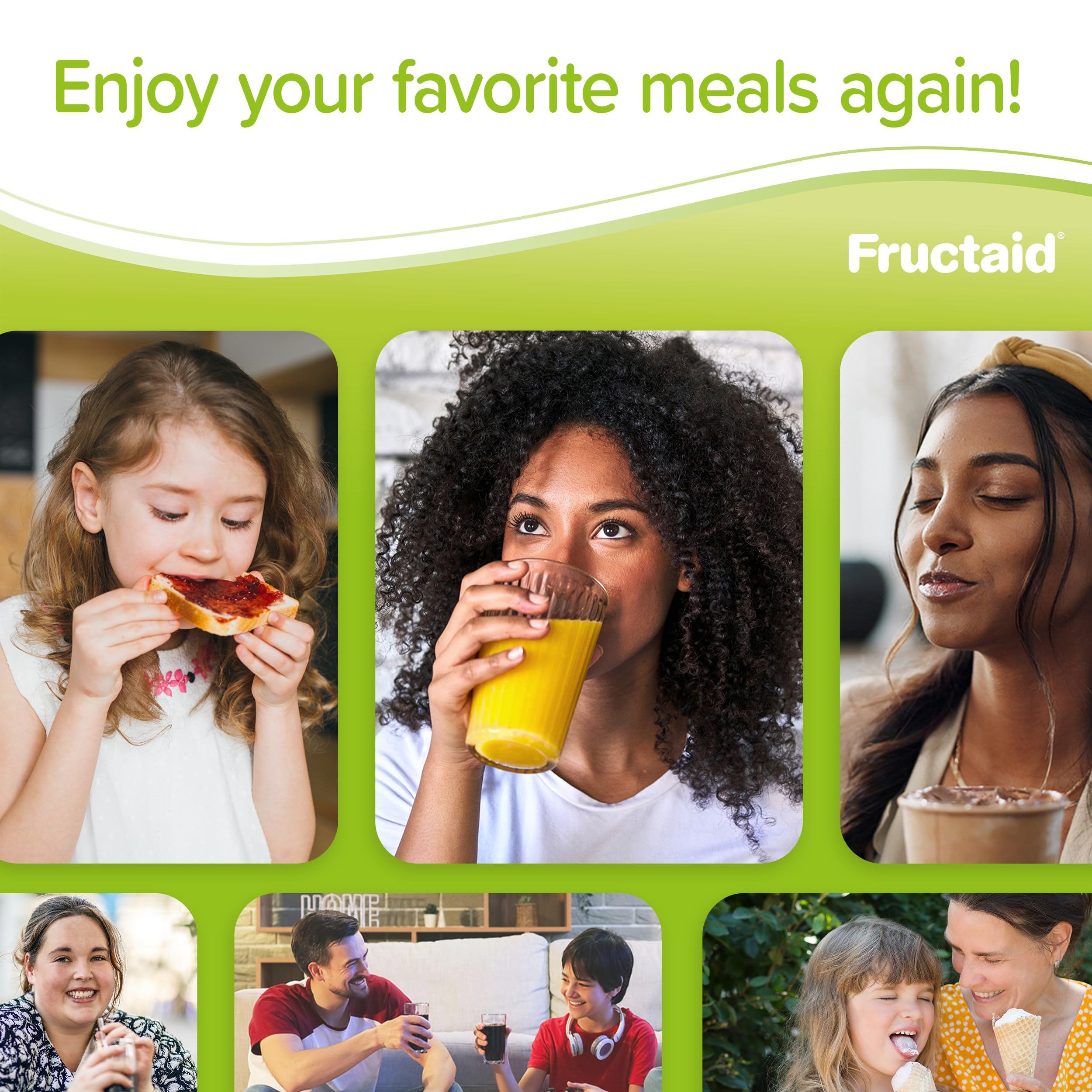 Fructaid capsules being poured into water before eating.