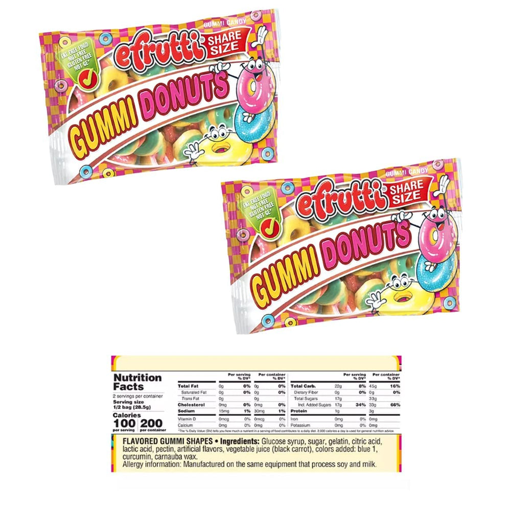 Fruidles Donut Gummies close-up: colorful, doughnut-shaped treats ideal for quick snacks.