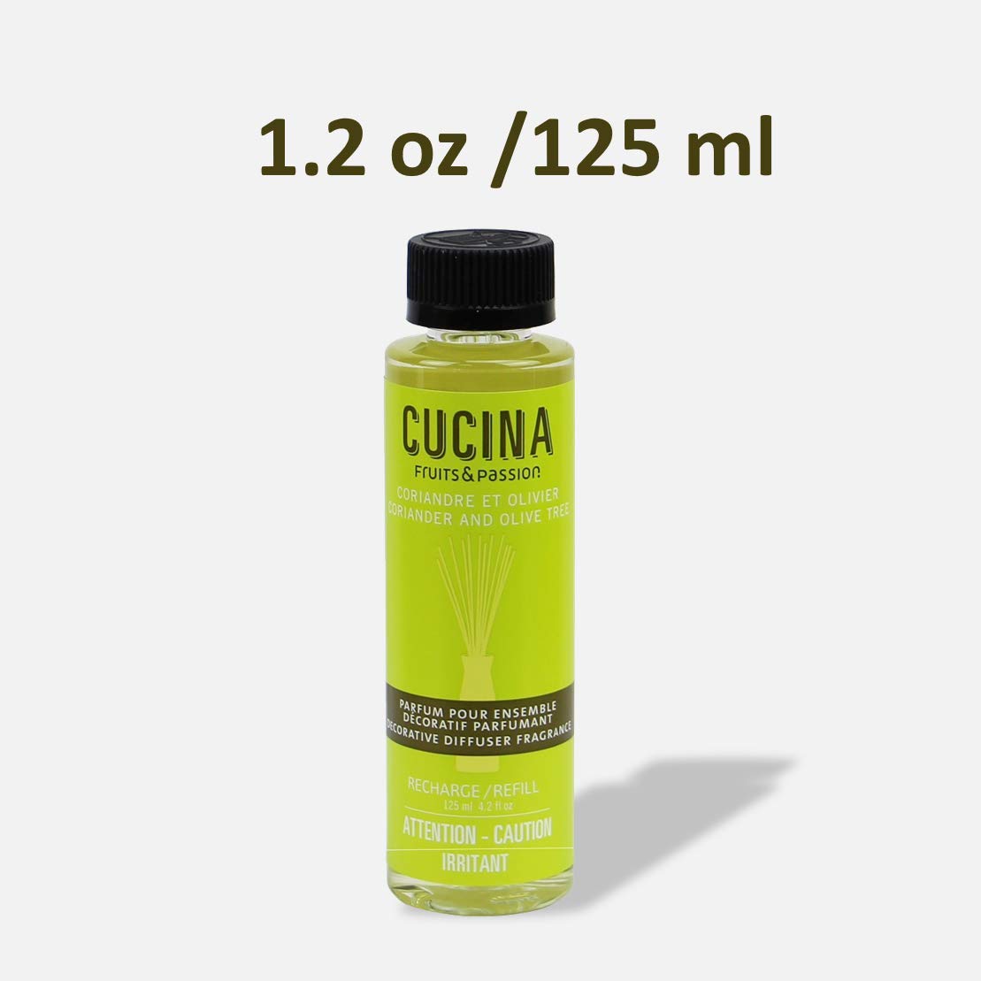 Cucina refill label indicating clean ingredients and long-lasting fragrance