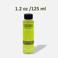 Cucina refill label indicating clean ingredients and long-lasting fragrance