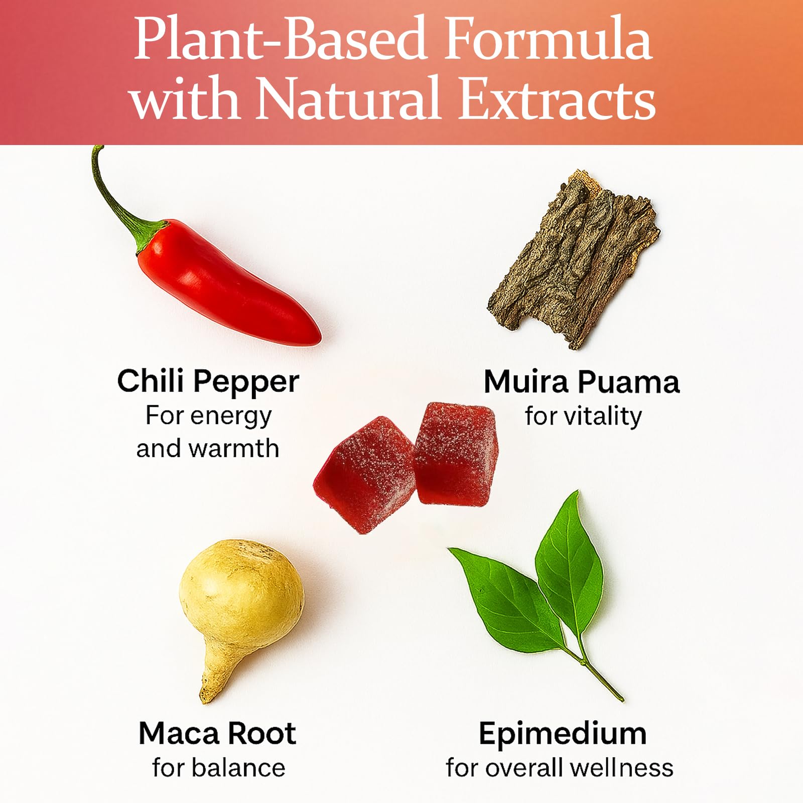 FTKV Spicy Cubes ingredients image shows Muira Puama, Maca, Epimedium