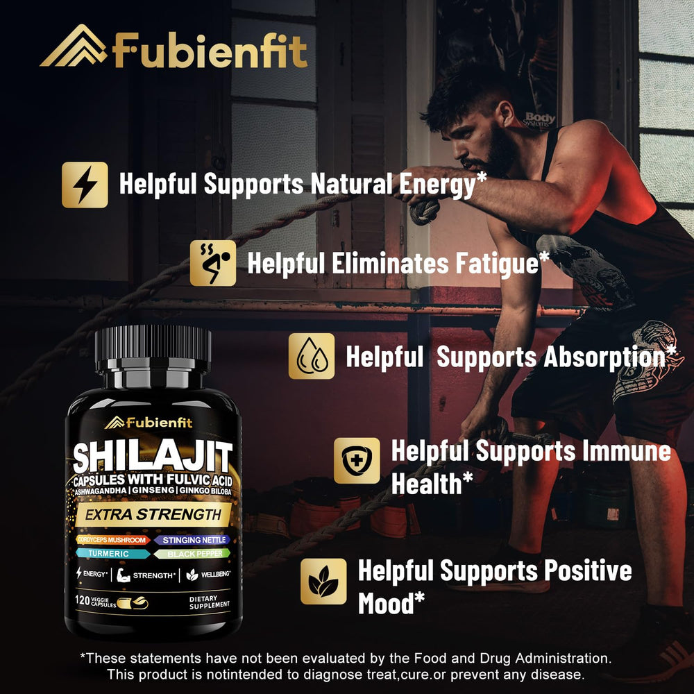 Fubienfit Shilajit Capsules pouring into glass for smooth intake