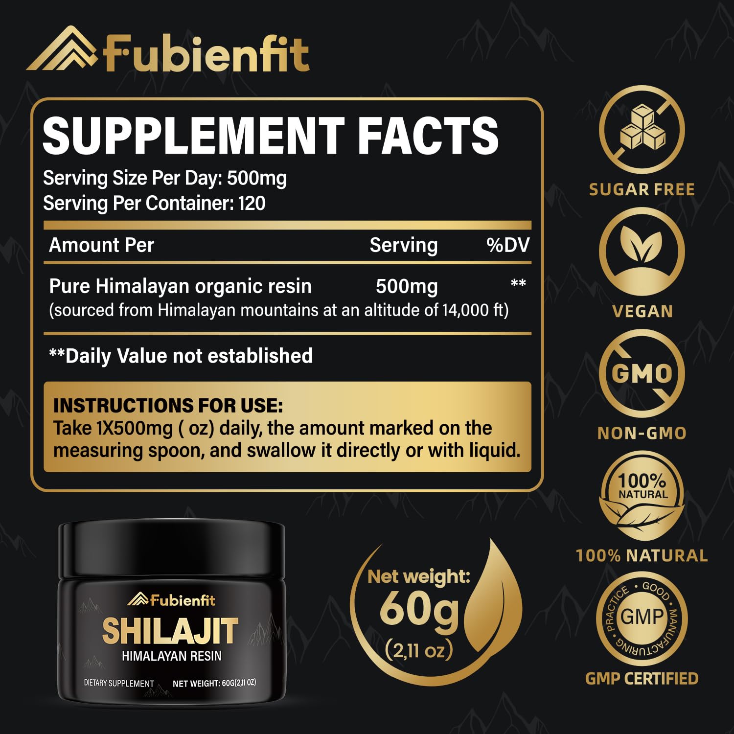 Close-up of Fubienfit Shilajit resin texture, showcasing dark, sticky paste loaded with minerals for daily vitality.