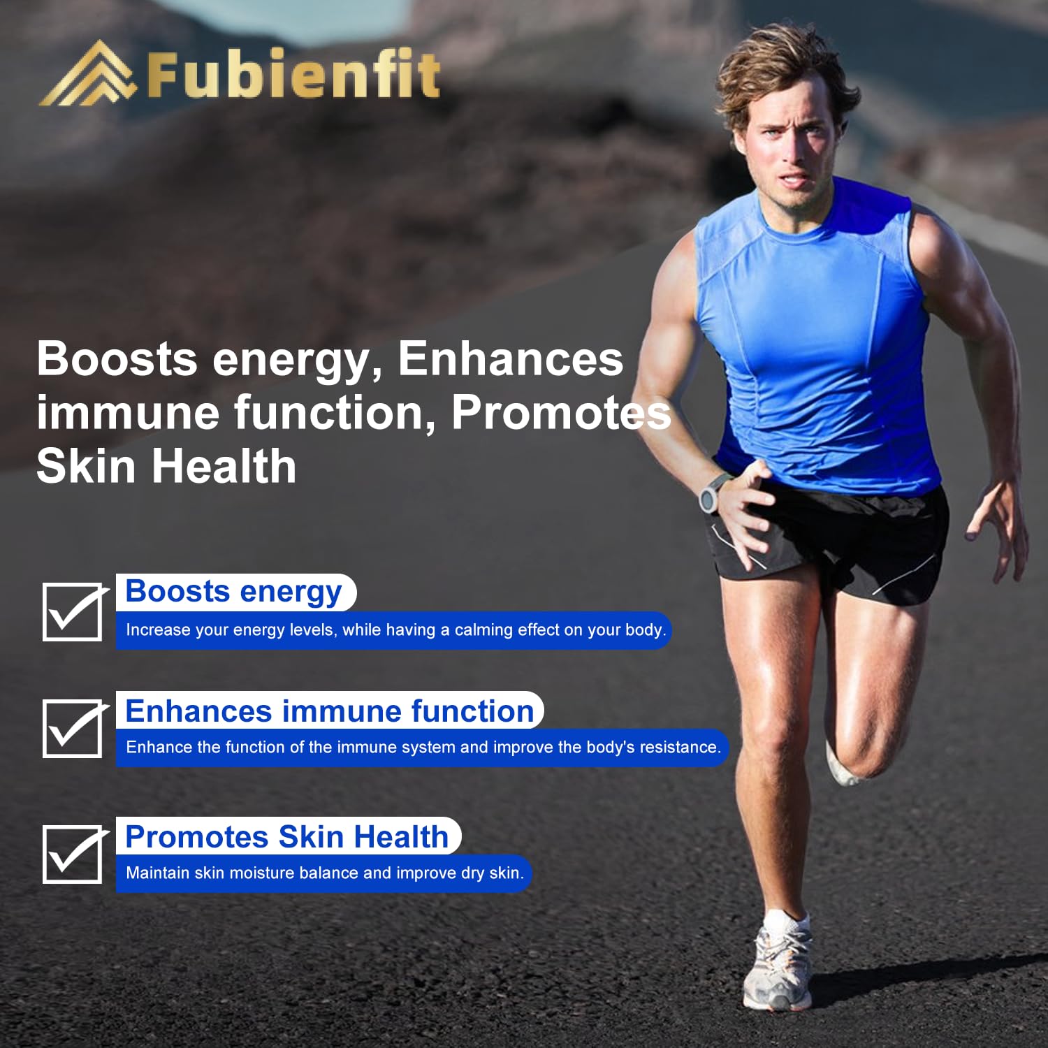 Fubienfit vegan and non-GMO icons on the label for a clean lifestyle.