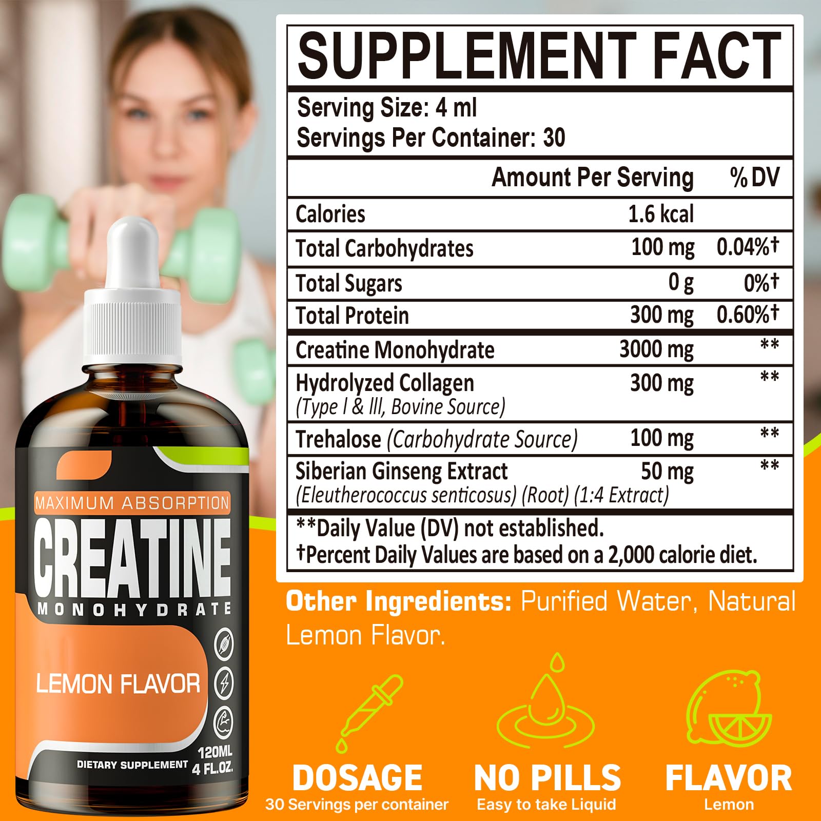 Fubkerm Creatine Liquid Drops Under Tongue for fast absorption during training