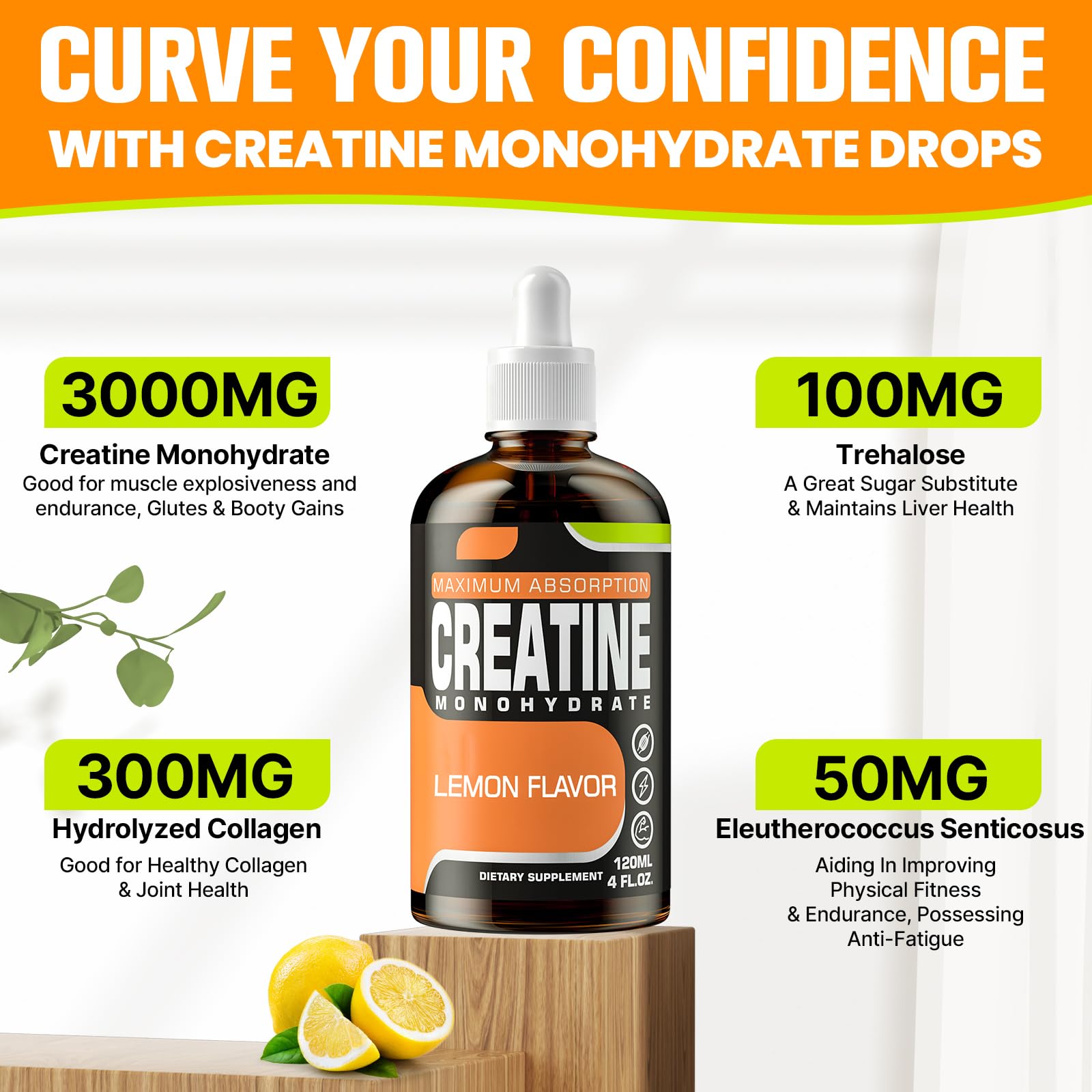Fubkerm Creatine Liquid Pour Into Mouth indicating convenient dosing