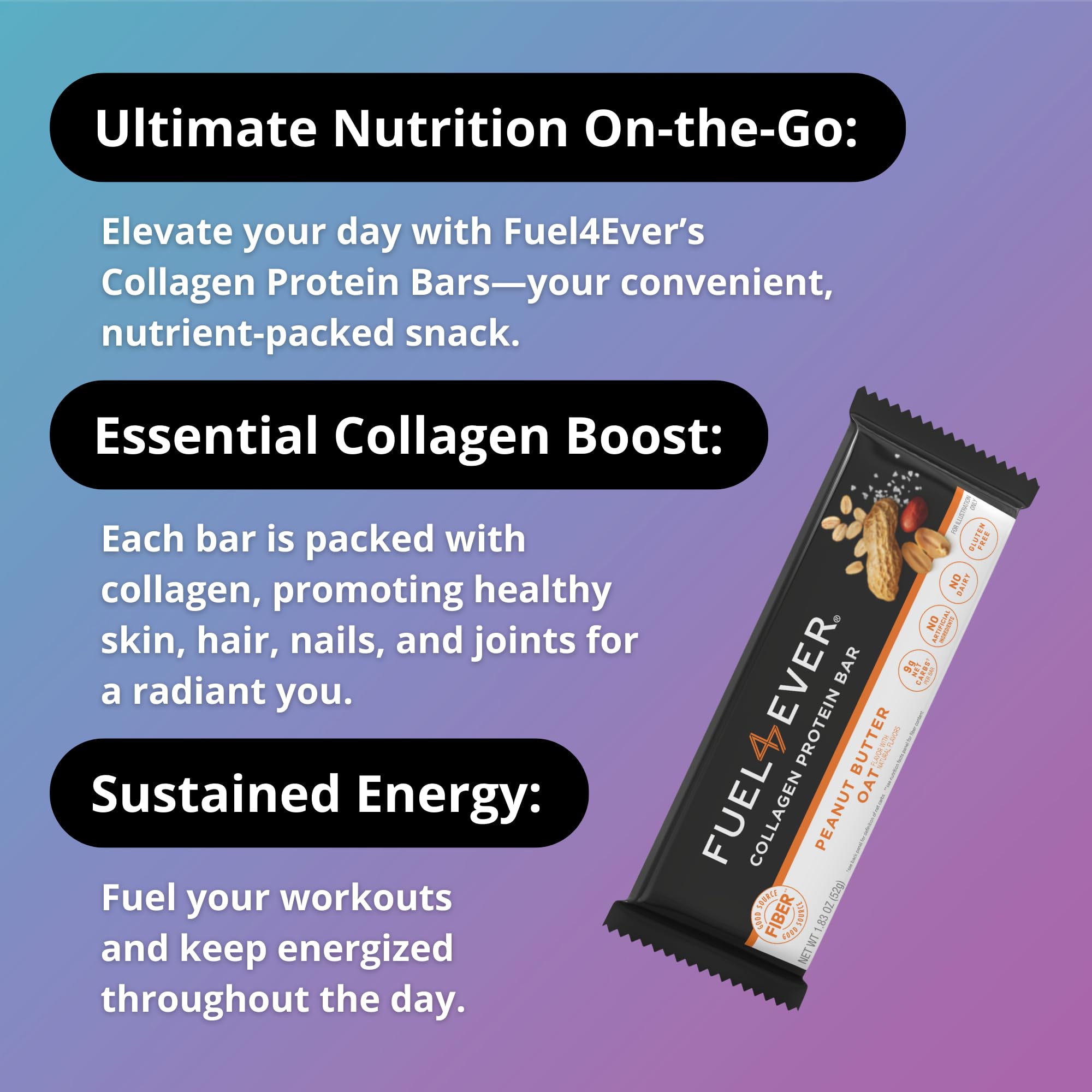 Fuel 4 Ever honey-sweetened bar with natural sweetness.