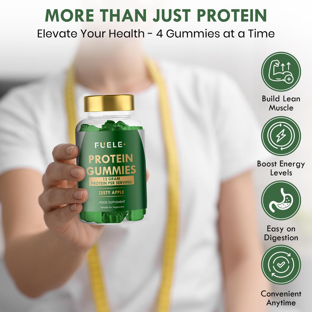 Desk-side FUELE+ gummies offer a convenient protein snack between activities.