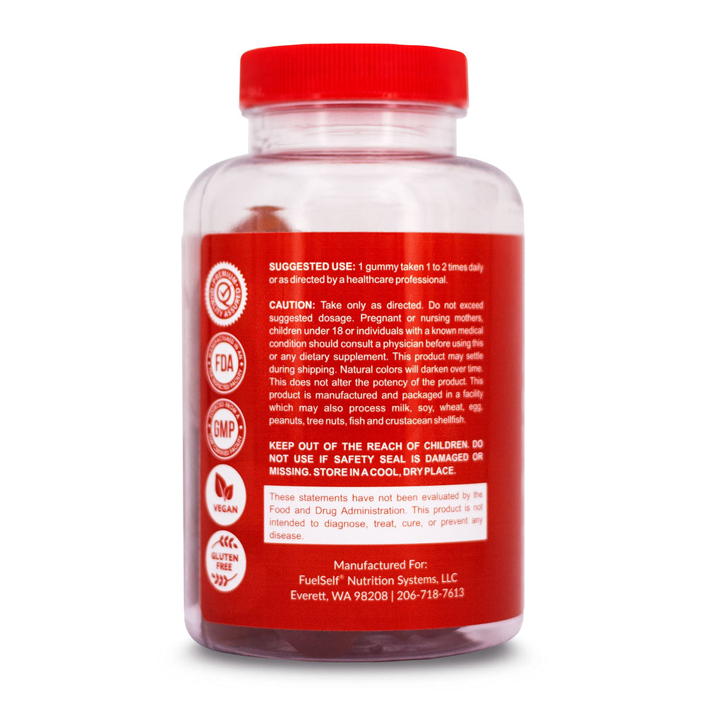 FuelSelf ACV gummies label detail emphasizing The Mother and purity for daily wellness.