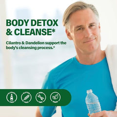 Fuenvegtal Cilantro Drops pour demonstrates easy daily dosing for wellness.