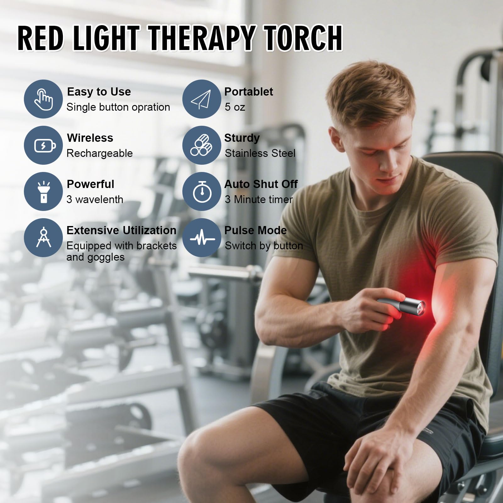FUIART Red Light Therapy Torch used daily for neck and back comfort.