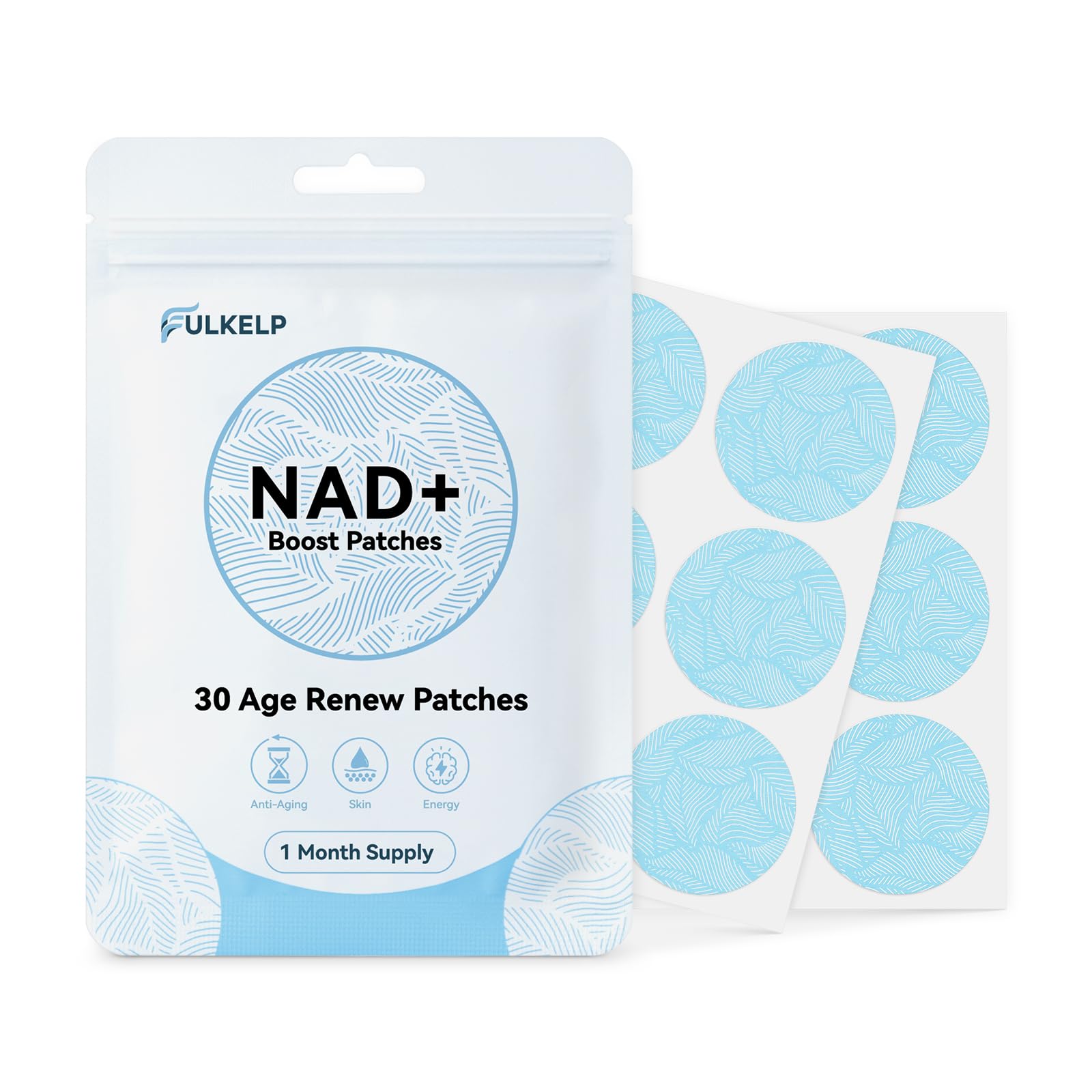 FulKelp NAD Patch displaying easy peel and apply to clean skin for a simple daily routine