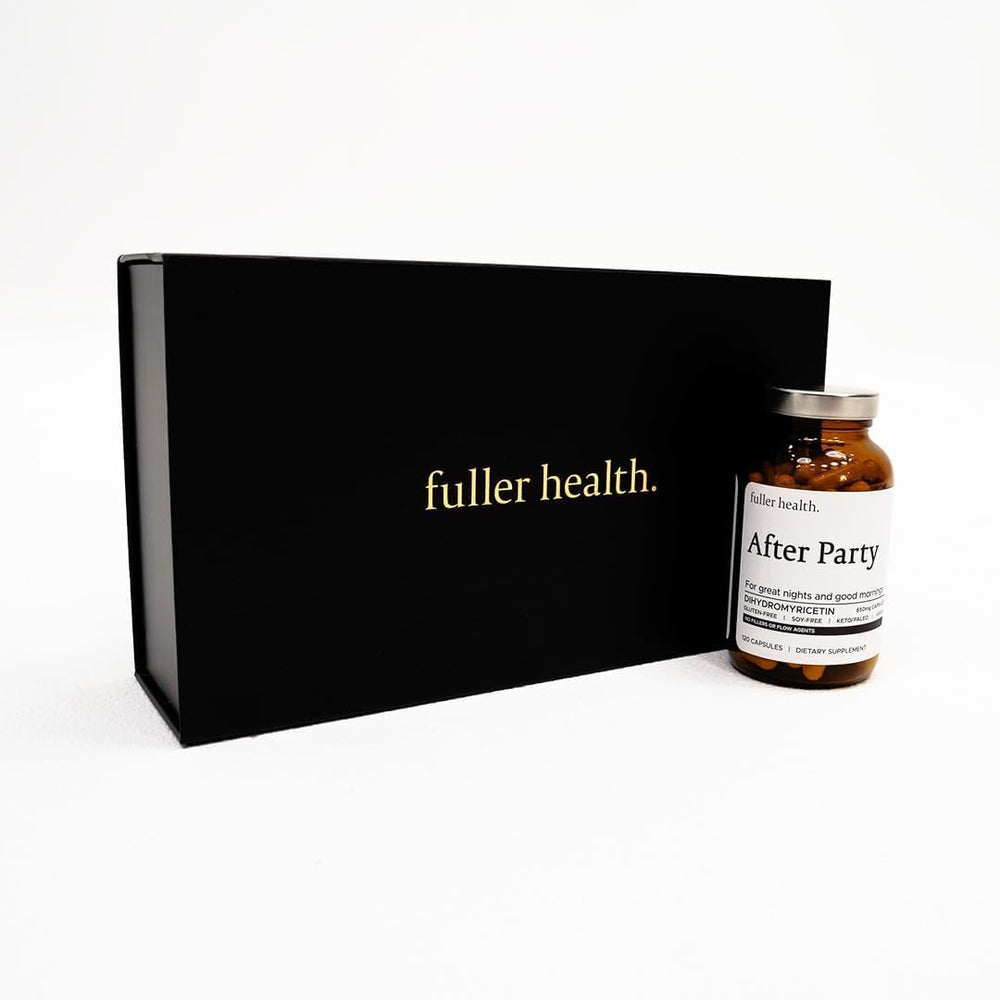 DHM capsules inside a glass bottle conveying clean, minimal ingredients