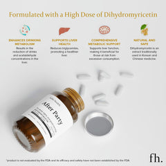 Fuller Health After Party DHM label detail showing 650 mg dosage