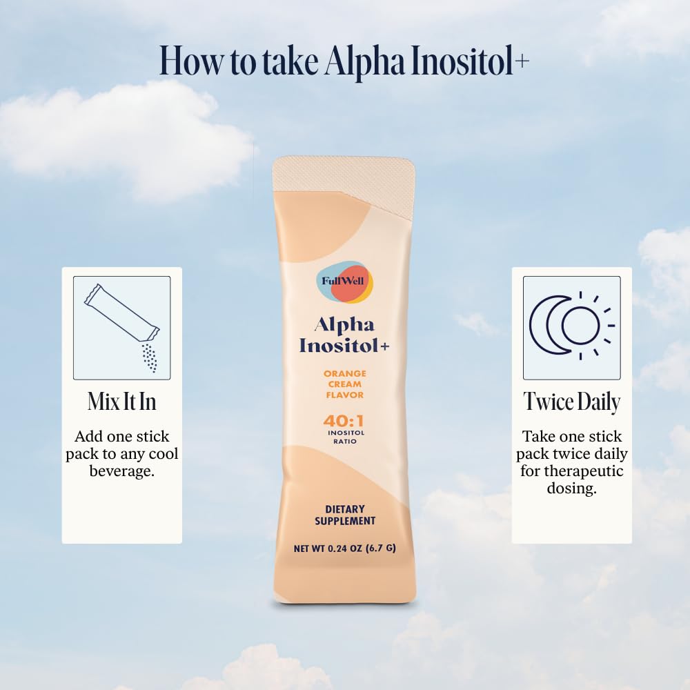 FullWell Alpha Inositol+ orange cream flavor aroma and texture cue.