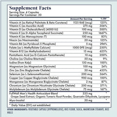 FullWell Fertility Multivitamin label packaging with third-party tested emphasis