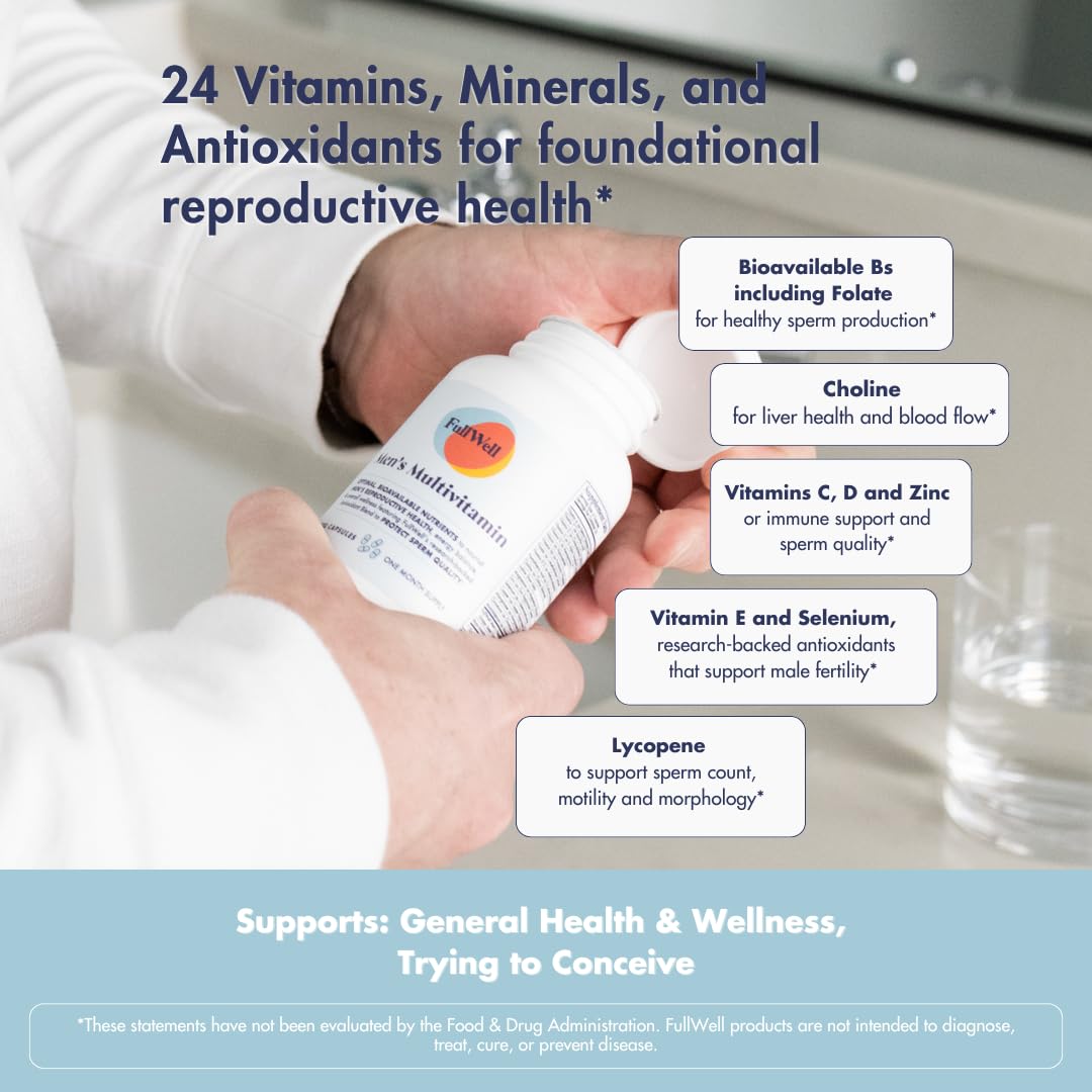 FullWell Fertility Multivitamin pills arranged for easy-to-swallow capsules