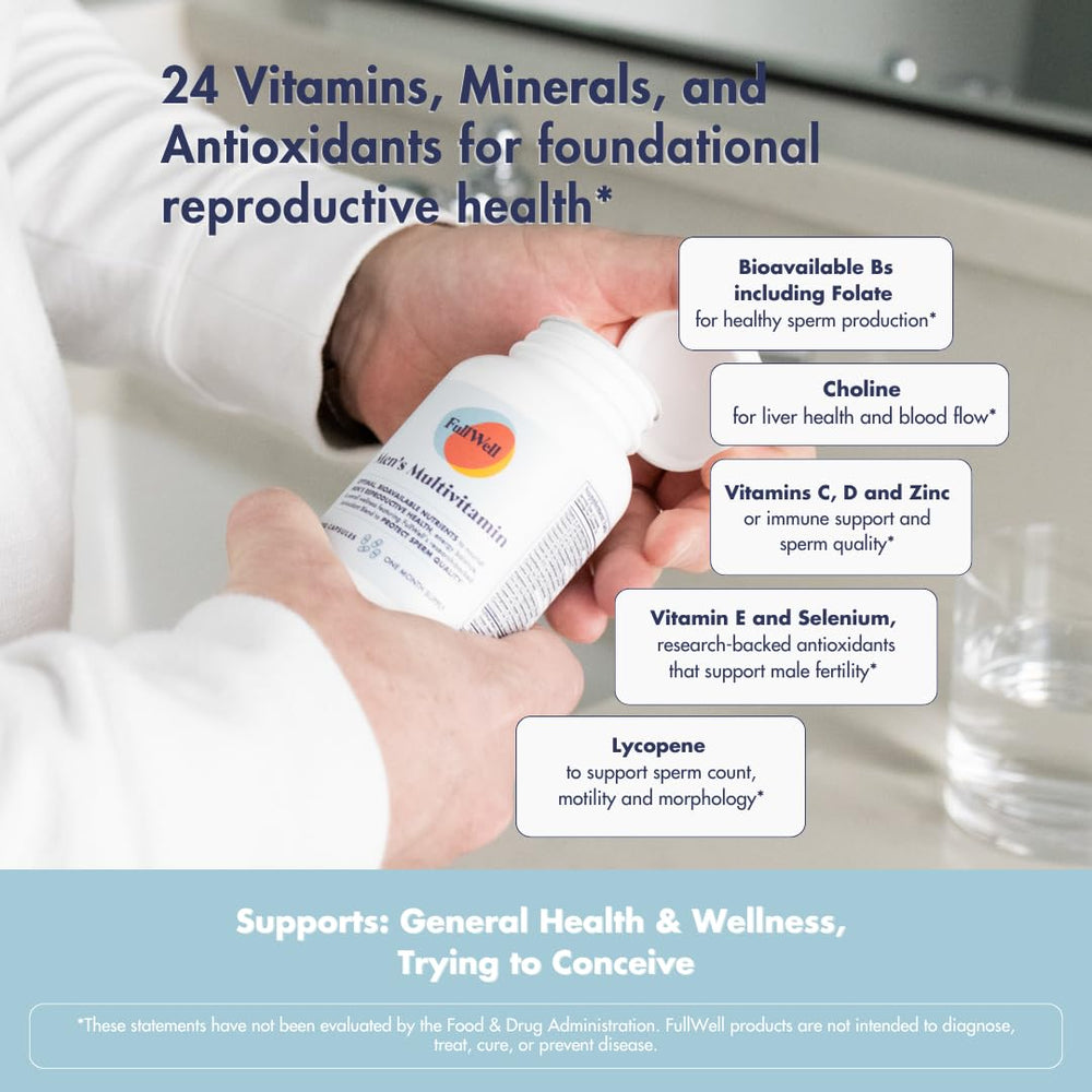 FullWell Fertility Multivitamin pills arranged for easy-to-swallow capsules