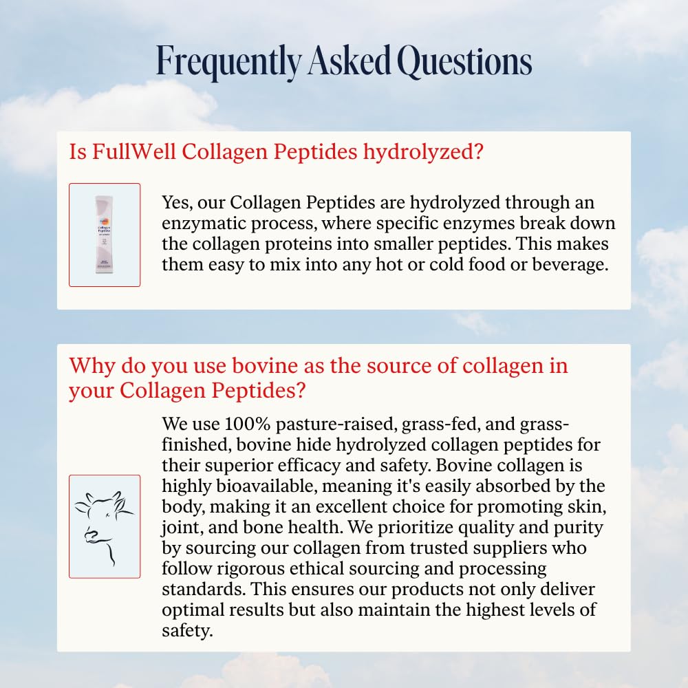 FullWell grass-fed collagen sourcing background emphasizing sustainability