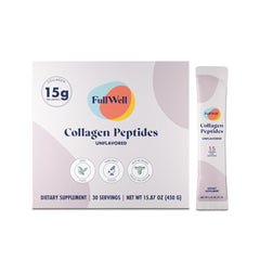 FullWell hydrolyzed collagen stick pack front view for on-the-go convenience
