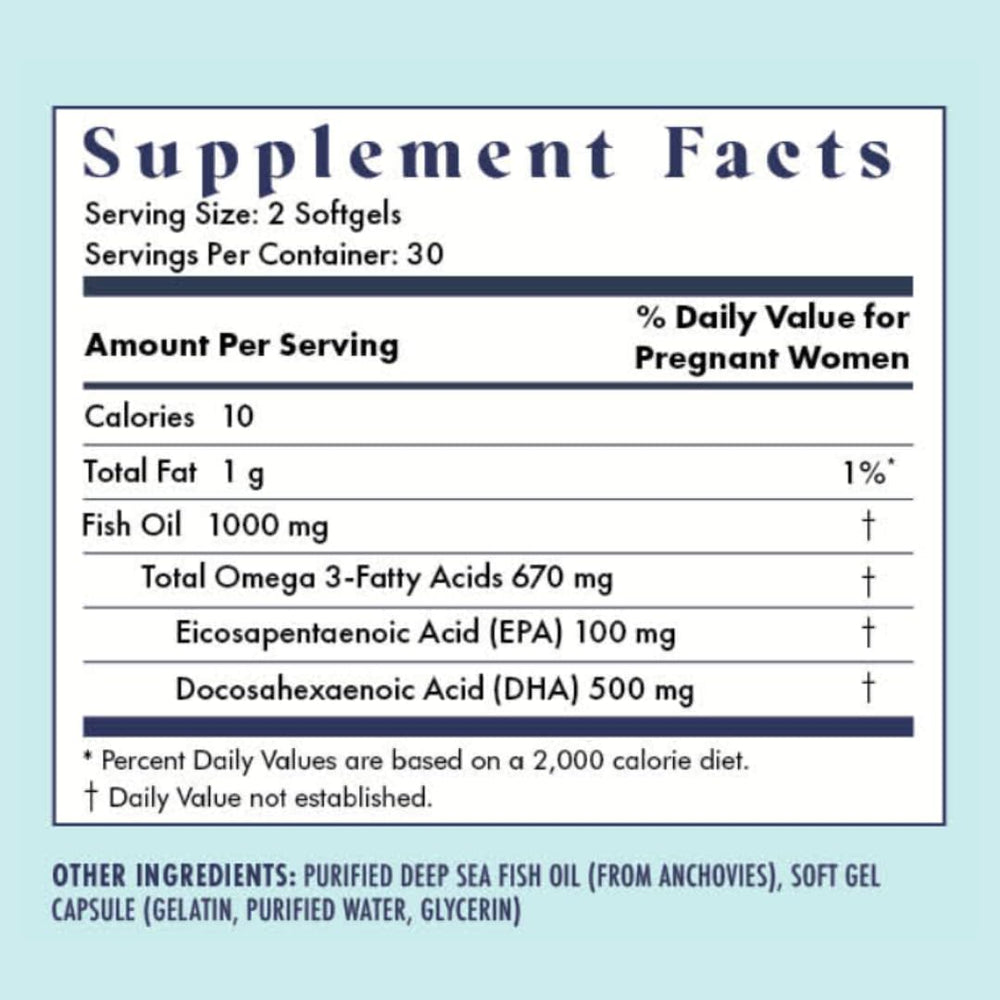 Friend of the Sea certification badge indicates sustainable sourcing for the fish oil.