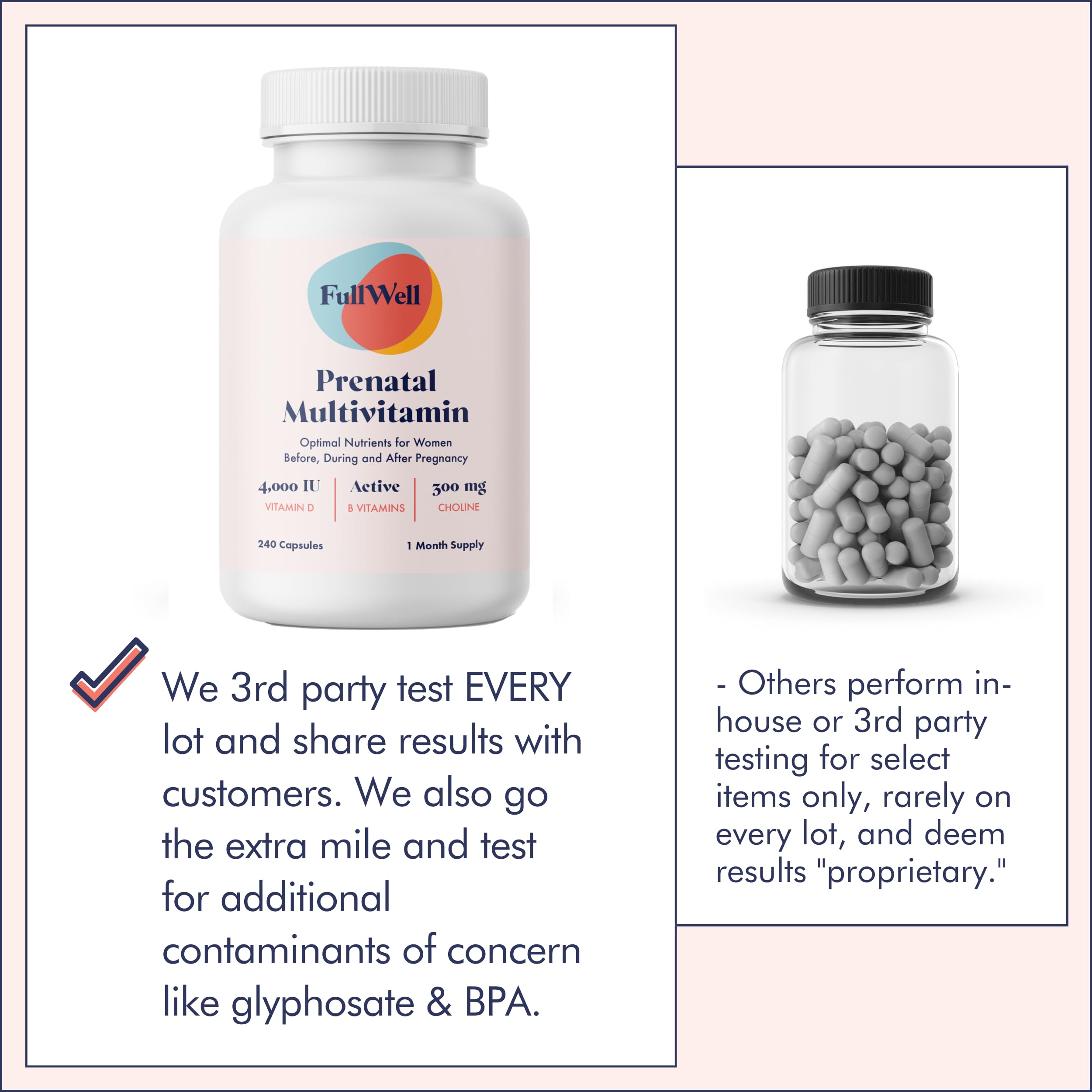 FullWell Prenatal packaging open revealing capsules.