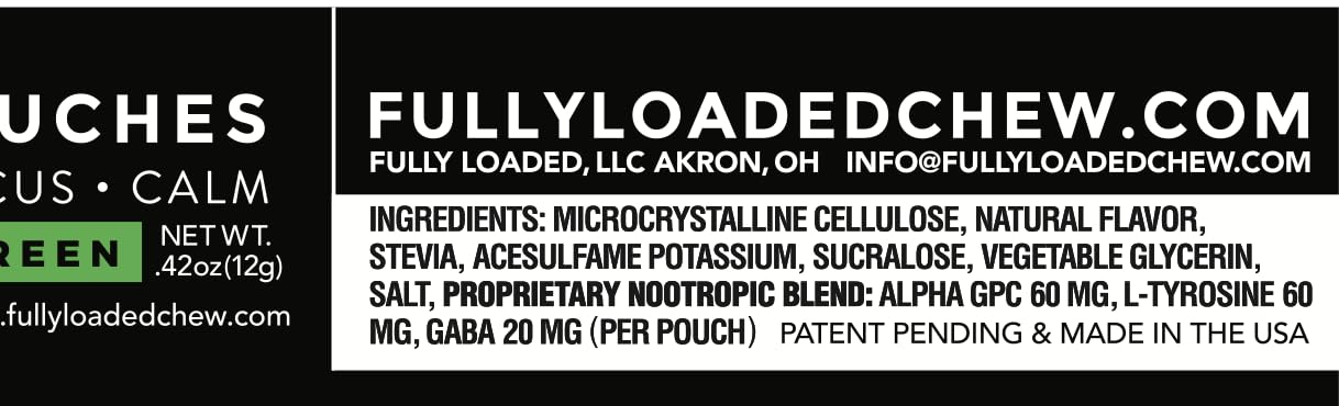 Fully Loaded Alpha Nootropic Pouches between cheek and gum, discreet use for quick focus support.