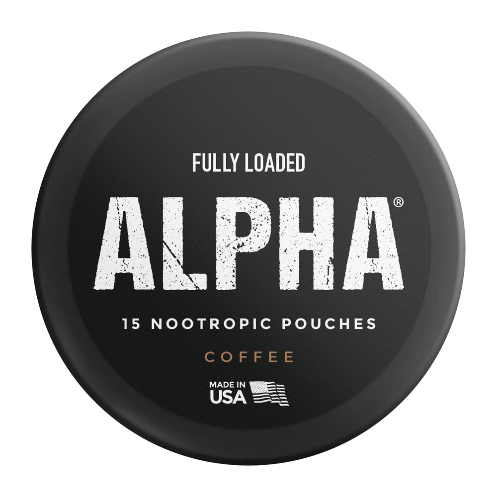 Fully Loaded Bullseye Alpha coffee flavor notes near the can.