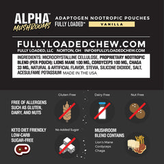 Fully Loaded Bullseye Alpha Mushrooms mint can side view with label details for trust.