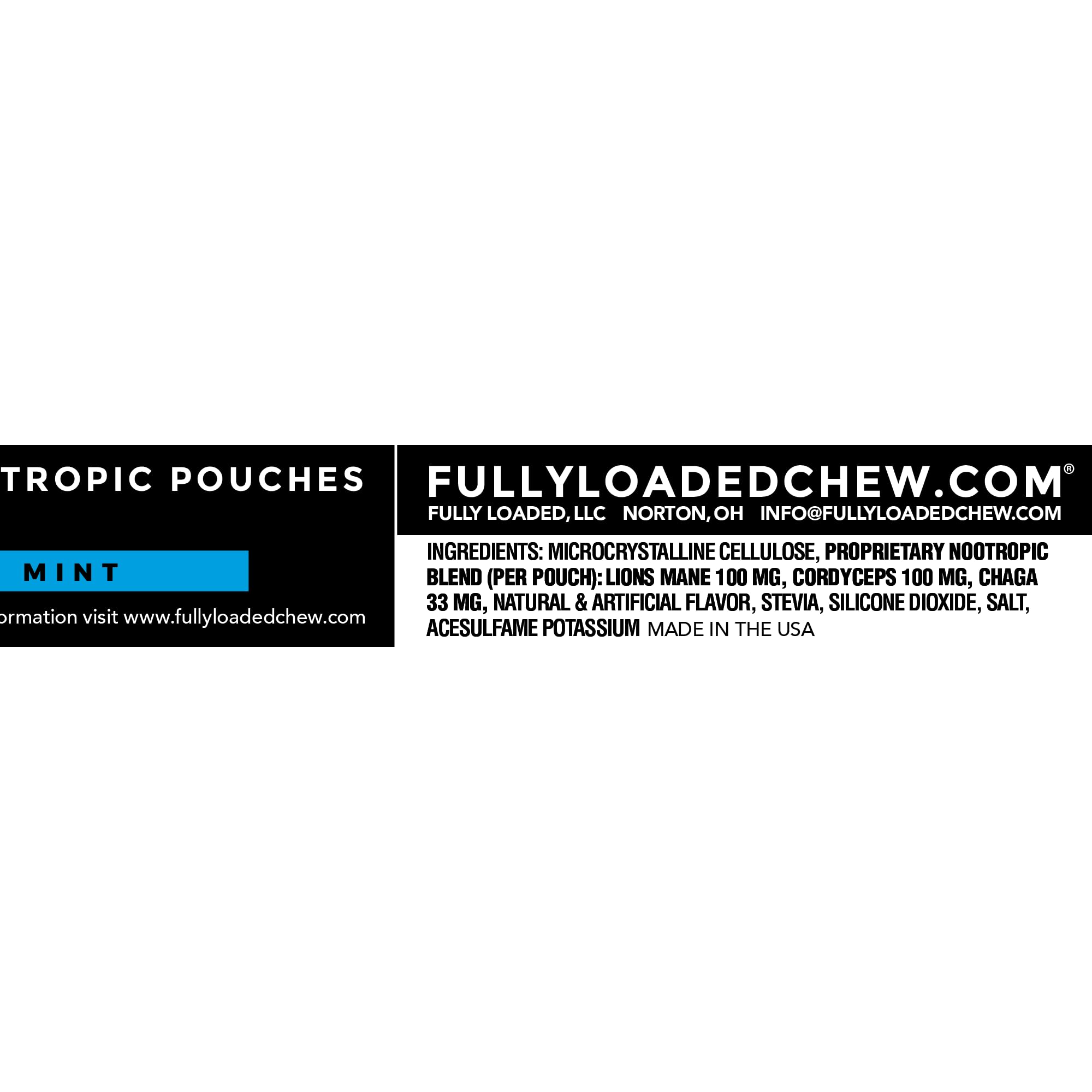Fully Loaded Bullseye Alpha Mushrooms mint mushroom blend close-up signaling adaptogens for resilience.