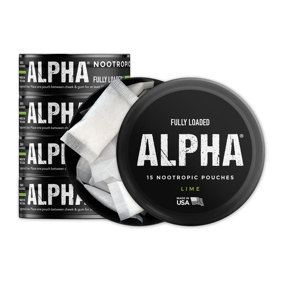 Fully Loaded Bullseye Alpha Nootropic Pouches Lime can front view for discreet daily use.
