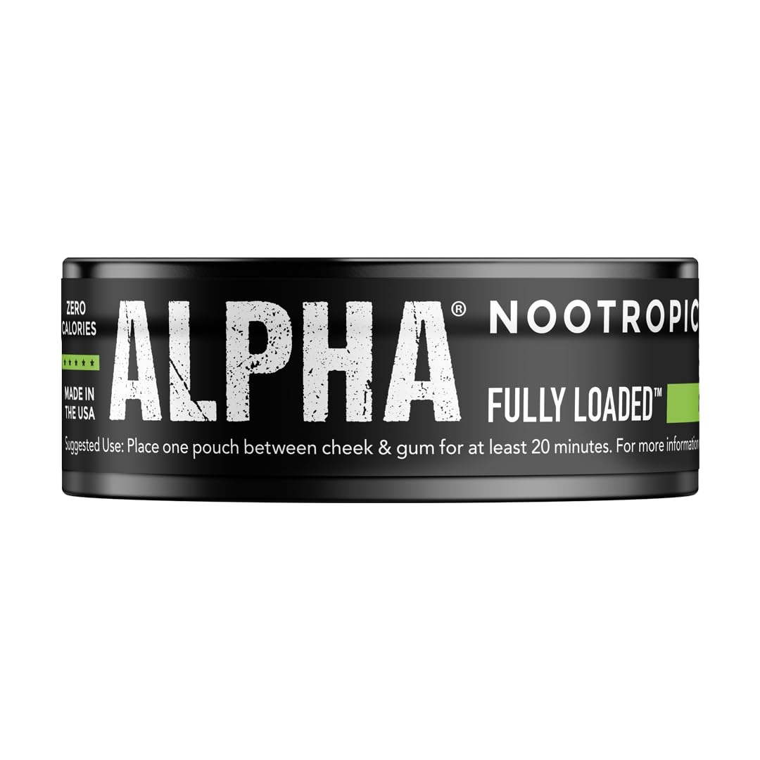 Fully Loaded Bullseye Alpha Nootropic Pouches Lime on a desk for focused moments.